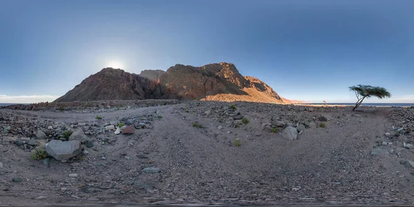 Повний Безшовний Сферичний Hdri 360 Панорамний Вид Захід Сонця Пустелі Ліцензійні Стокові Фото