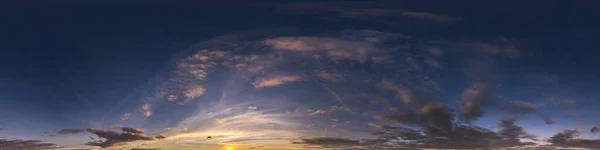Seara Albastru Cer Hdr 360 Panoramă Nori Frumoși Albi Proiecție — Fotografie, imagine de stoc