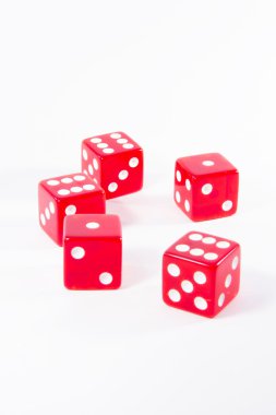 six red dice for play clipart