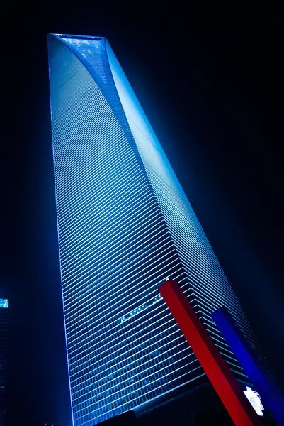 Sanghaj belvárosában. felhőkarcoló — Stock Fotó