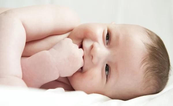 Portrait of a five month old smiling baby. — Stock Photo, Image