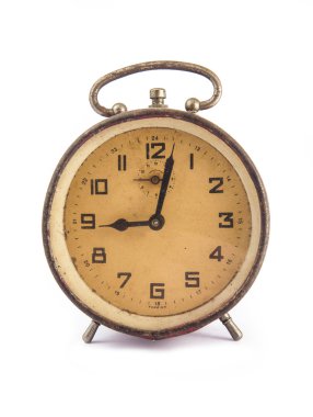 Beyaz arka plan üzerinde izole çok eski retro çalar saat