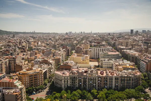 Panoramisch uitzicht over barcelona vanaf de top van sagrada familia, spa Stockafbeelding