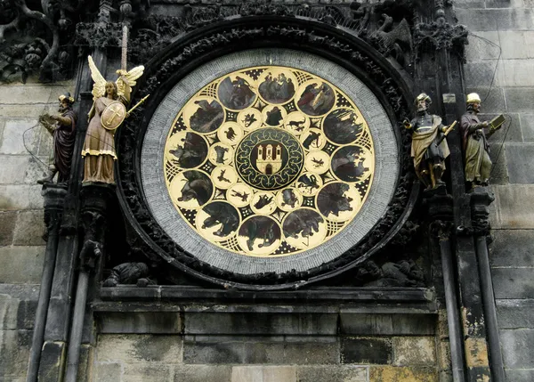 He famous astronomical clock of the old Prague 's town hall with — стоковое фото