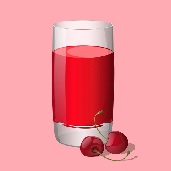 Vaso lleno de jugo de cereza aislado sobre fondo claro. Ilustración vectorial — Vector de stock