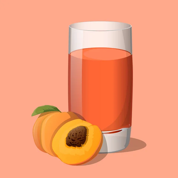 Повна склянка персикового соку ізольована на світлому фоні. Векторна ілюстрація — стоковий вектор