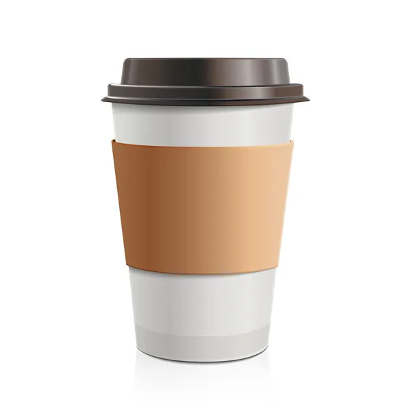 Close-up take-out koffie met bruin GLB en cup houder. geïsoleerd op een witte achtergrond. vectorillustratie. Rechtenvrije Stockvectors