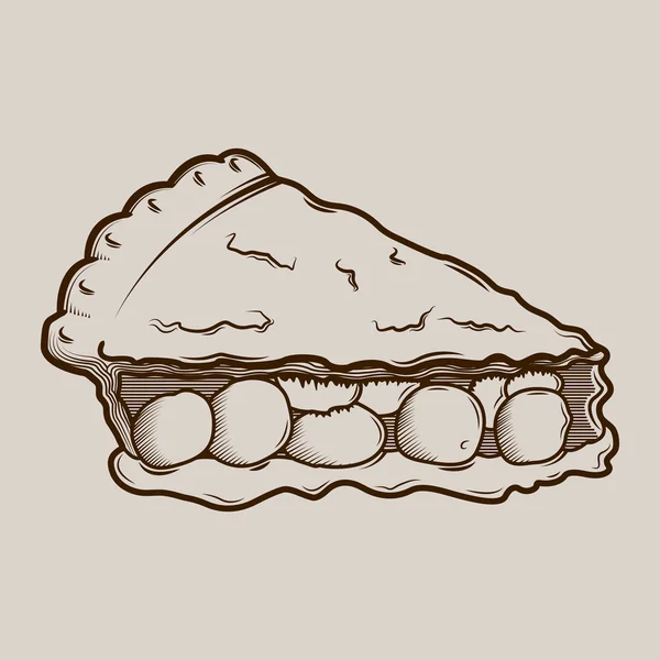 Torta de cereja gráfica detalhada isolada em fundo claro. Esboços. Ilustração vetorial . — Vetor de Stock