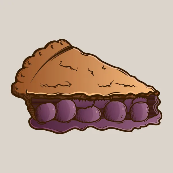 Torta de mirtilos gráfica detalhada isolada em fundo claro. Ilustração vetorial . —  Vetores de Stock