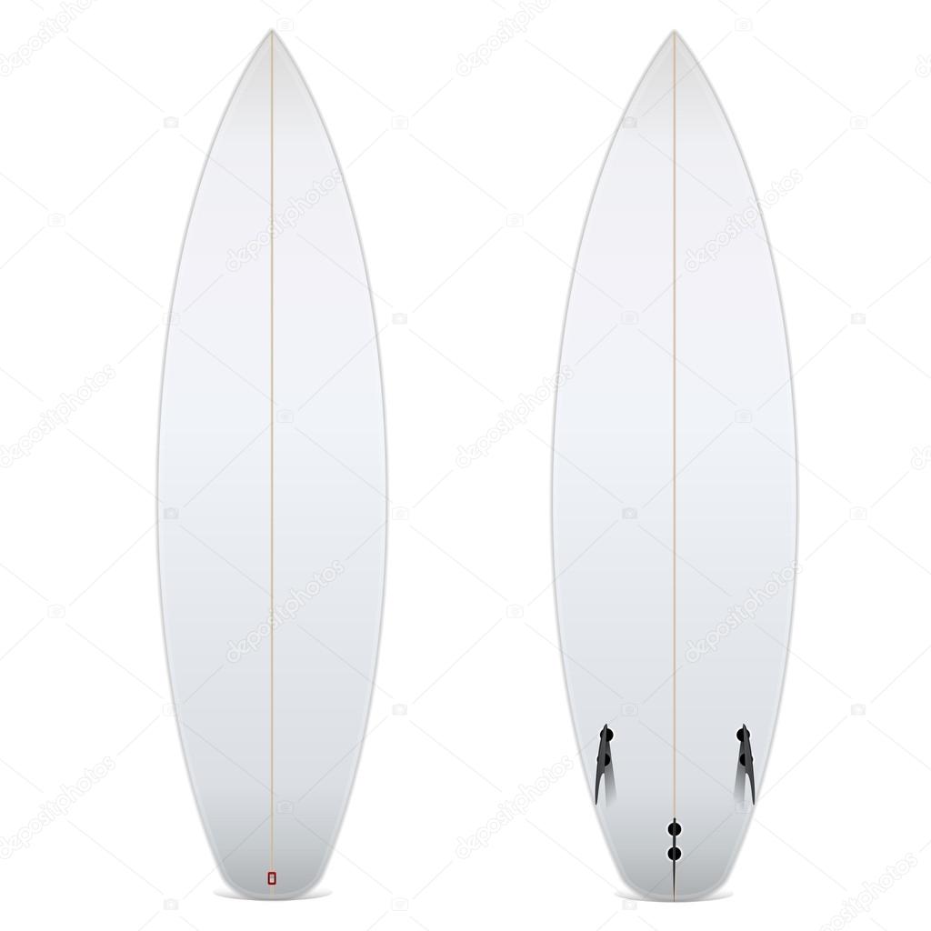 Two-sided blank surfboard isolated on white background. Vector illustration.