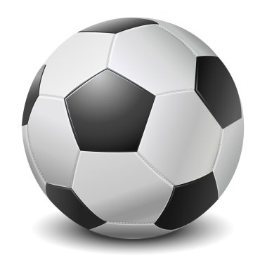 Beyaz arka plan üzerinde izole detaylı siyah fringe futbol topu. vektör çizim