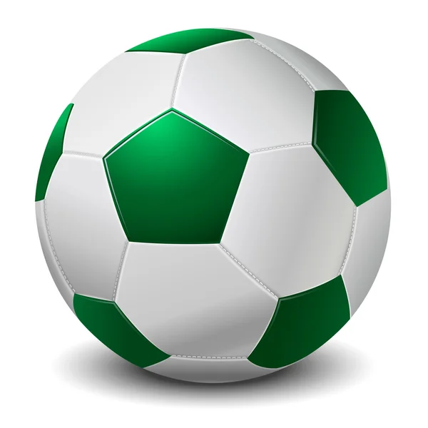 Beyaz arka plan üzerinde izole detaylı yeşil fringe futbol topu. vektör çizim — Stok Vektör