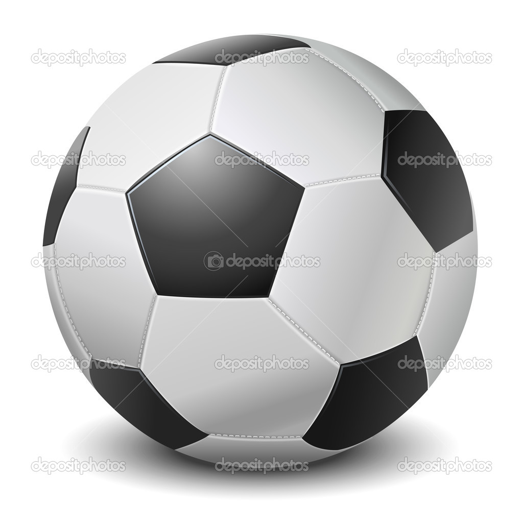 Detailed black fringe football ball isolated on white background. Vector illustration