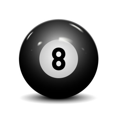 Bilardo sekiz top beyaz zemin üzerine izole. vektör çizim