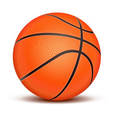 Beyaz arka plan üzerinde izole gerçekçi basketbol topu. vektör çizim