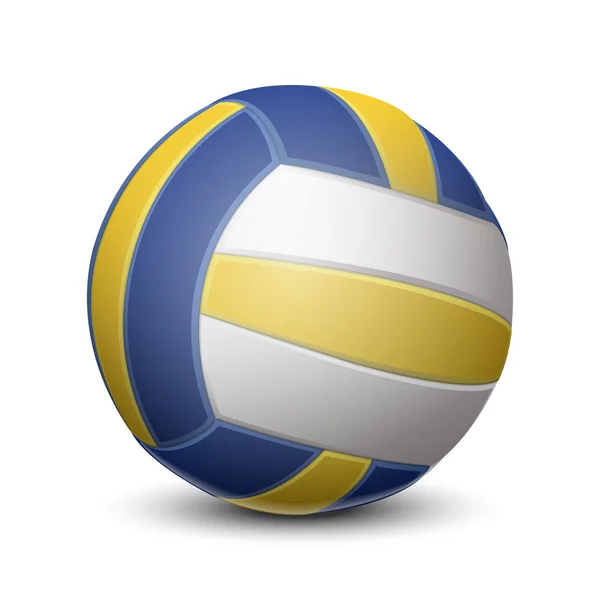 Bola de voleibol azul e amarelo isolada sobre fundo branco. Ilustração vetorial — Vetor de Stock
