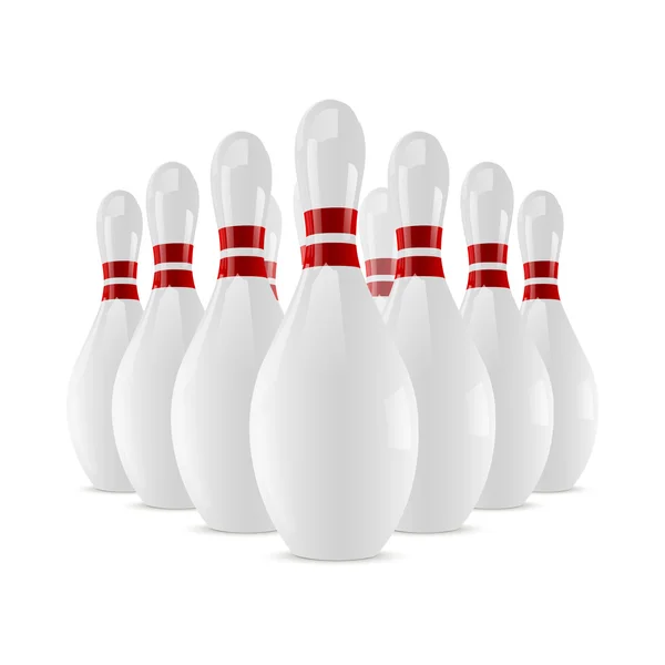 Glanzende bowling kegelen geïsoleerd op een witte achtergrond. vectorillustratie — Stockvector