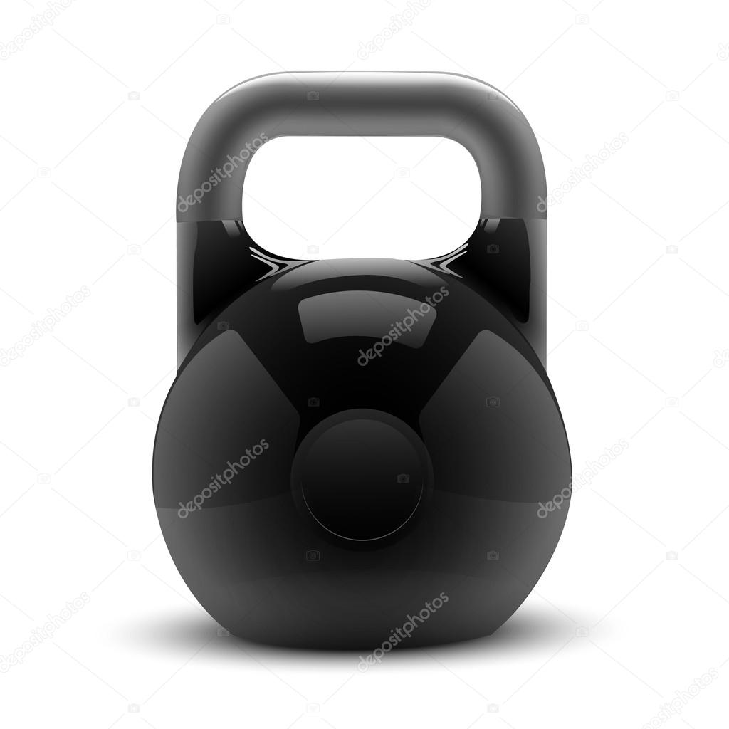 Realistic classic kettlebell isolated on white background. Fitness symbol. Vector illustration