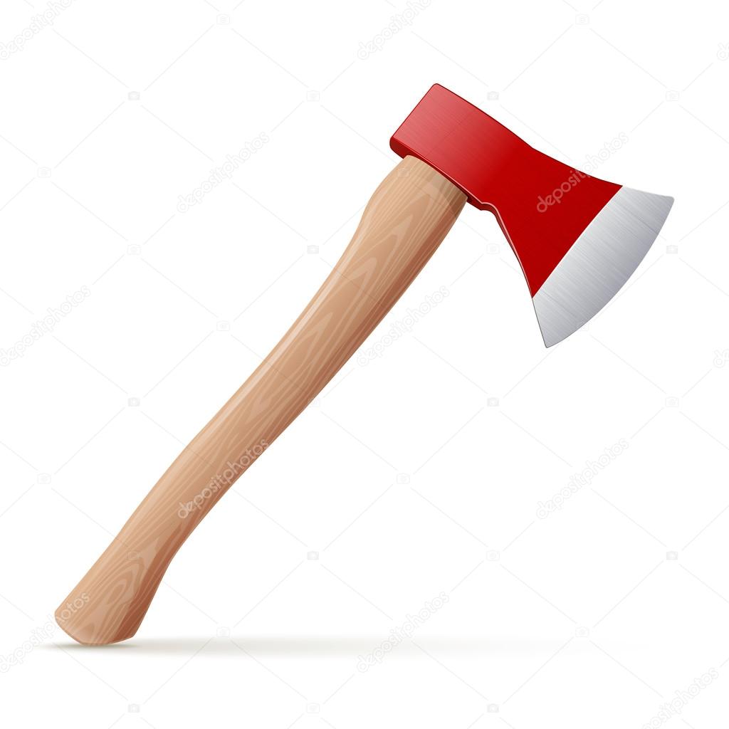 Detailed axe tool isolated on white background. Vector illustration