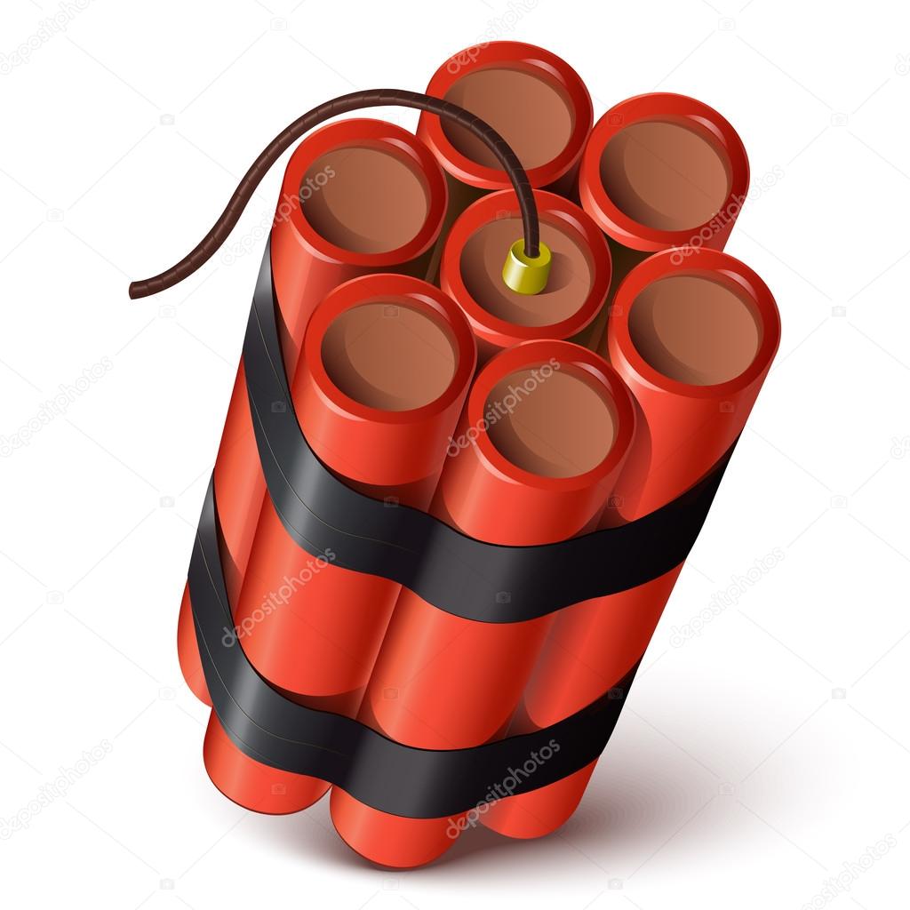 Bundle of red dynamite isolated on a white background. Vector illustration