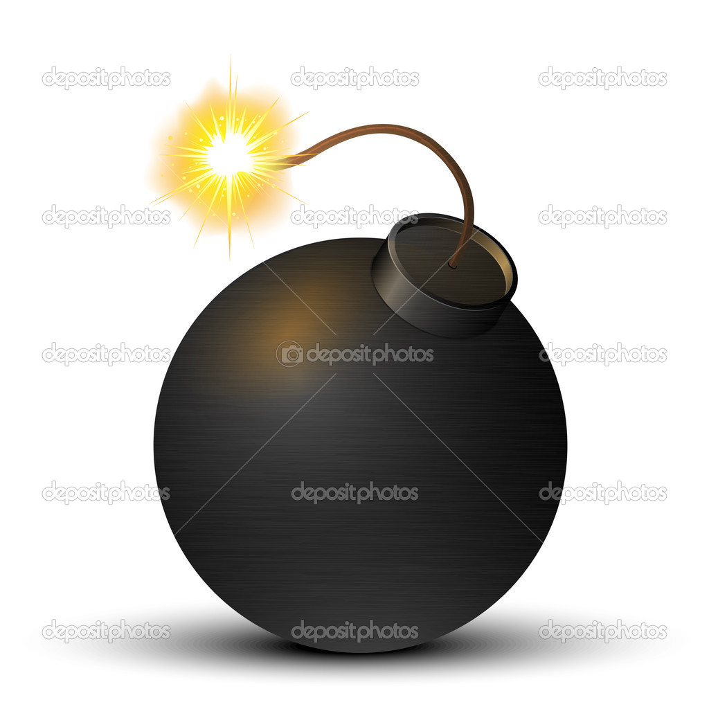 Black bomb isolated on a white background. Vector illustration