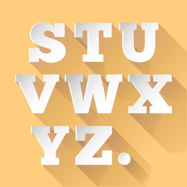 Kağıt alfabe uzun gölge ile. düz ve modaya uygun bir tasarım. vektör çizim. Bölüm 3