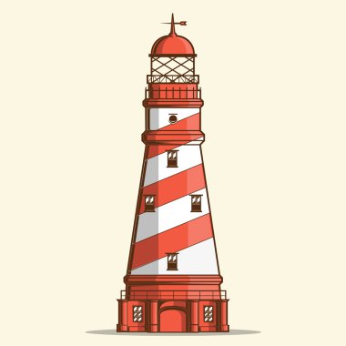 Retro lighthouse isolated on white background. Line art. Modern design. Vector illustration clipart