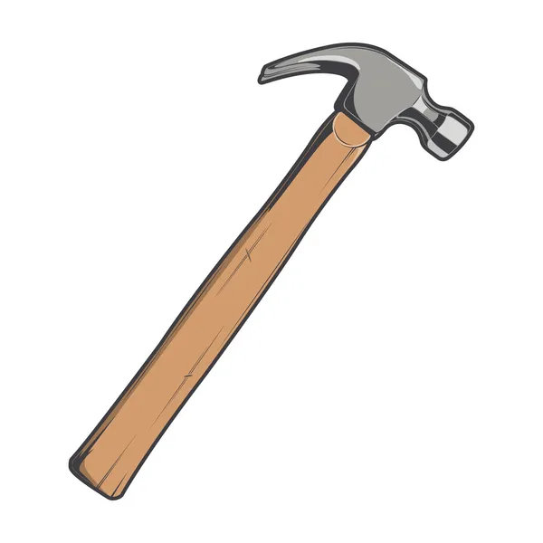 Holzhammer isoliert auf weißem Hintergrund. Farblinienkunst. modernes Design. Vektorillustration. — Stockvektor