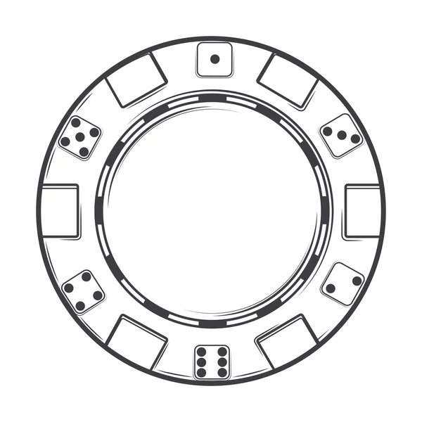 Chip de casino único isolado em um fundo branco. Arte de linha. Design moderno. Ilustração vetorial — Vetor de Stock