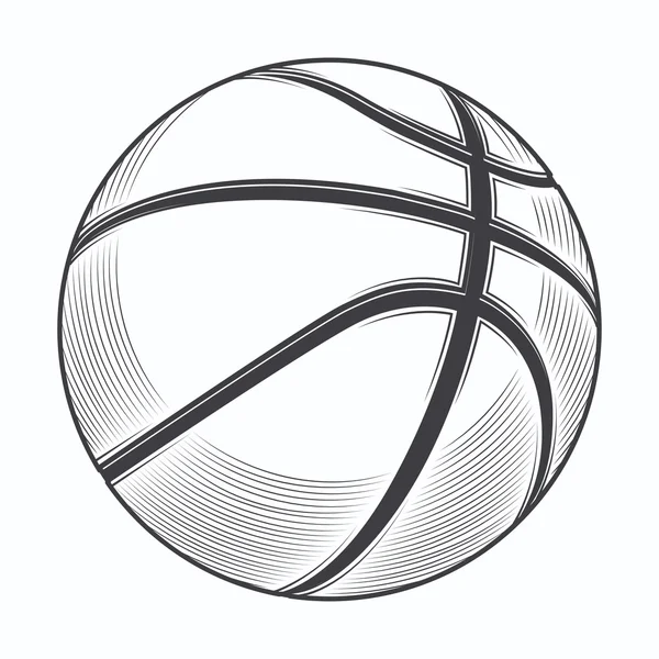 Pallone da basket isolato su sfondo bianco. Linea art. Simbolo fitness. Illustrazione vettoriale — Vettoriale Stock