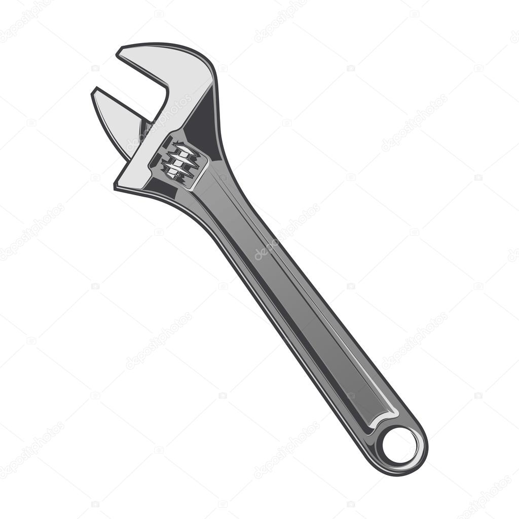 Wrench isolated on a white background. Color line art. Vector illustration