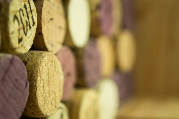 와인 corks 배경의 클로즈업 — 스톡 사진