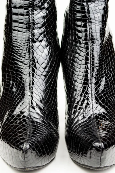 Botas de cocodrilo hembra negra aisladas en blanco —  Fotos de Stock