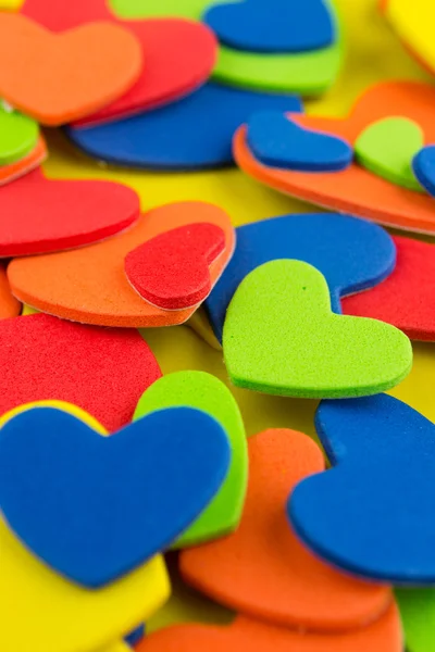 Colorful hearts stickers background — Stock Photo, Image