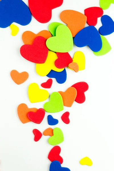 Coloridos corazones pegatinas fondo —  Fotos de Stock