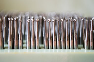 Diş matkaplar closeup, seçici odak kümesi