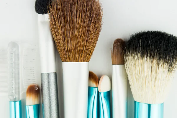 Professional makeup brushes on white — Stock Photo, Image