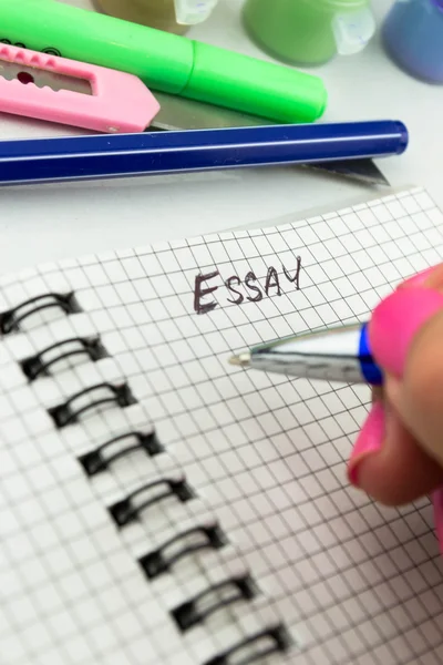 Pen and paper. Essay Writing — Stock Photo, Image