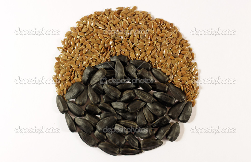Sunflower and brown seeds