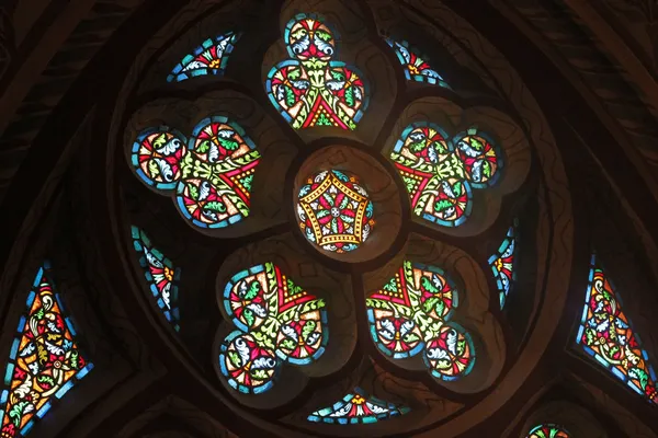Stained-glass window in cathedral — Stock Photo, Image