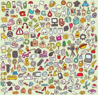 büyük doodle simgeler kümesi