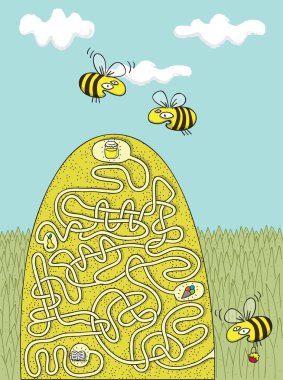 Honey Bees Maze Game clipart