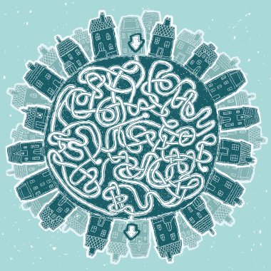 Global City in Winter Maze Game clipart