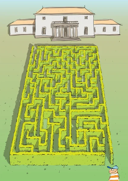 Landskap hedge labyrint spel — Stock vektor
