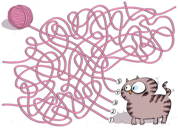 Kitten and Wool Ball Maze Game
