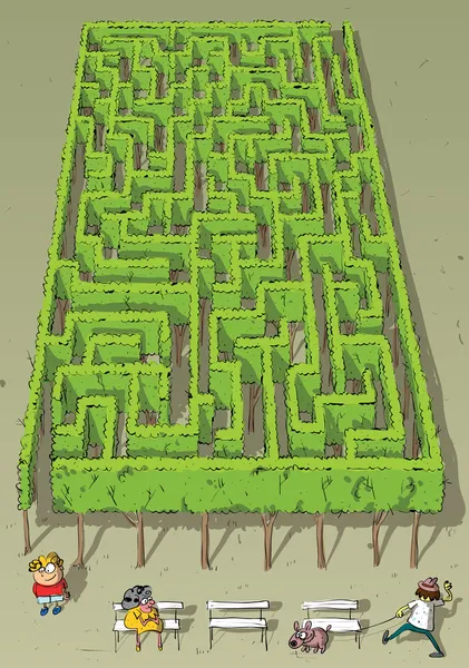 Landscape Park Trees Maze Game — Stock Vector