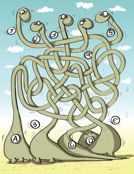 Beş dinozorlar maze oyunu