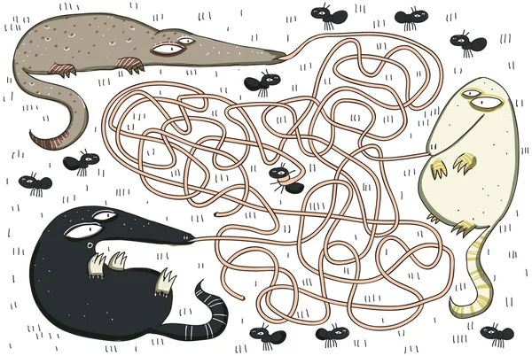 Ameisenbär und Ameisenlabyrinth Spiel — Stockvektor