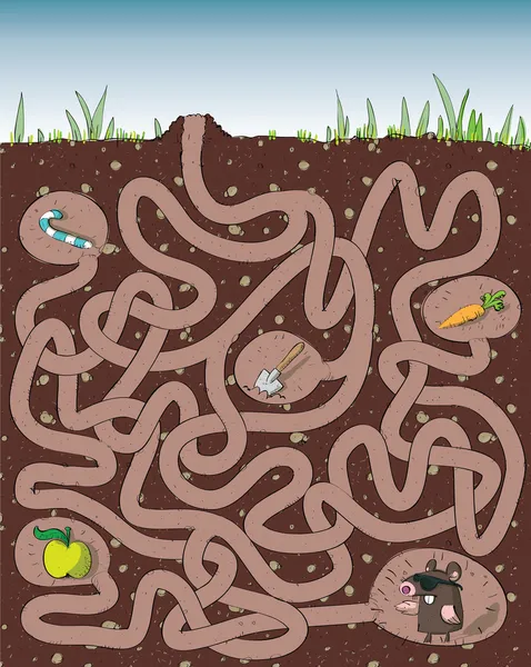 Laberinto topo y Molehill Juego — Vector de stock