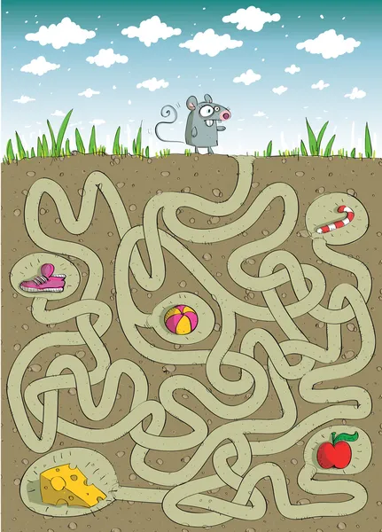 Jeu de Labyrinthe de souris et fromage — Image vectorielle